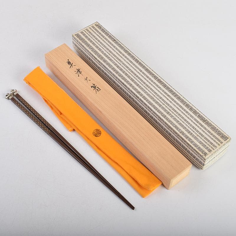 茶道具　御釜師　十二代　加藤忠三郎造　美津火箸　共布　共箱　V　R9411