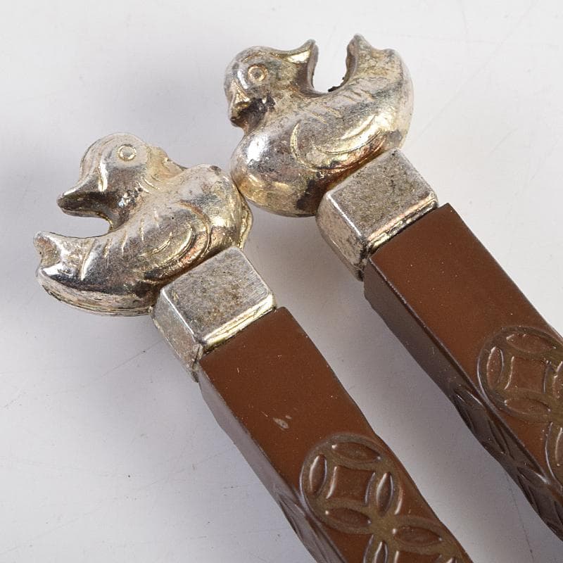 茶道具　御釜師　十二代　加藤忠三郎造　美津火箸　共布　共箱　V　R9411