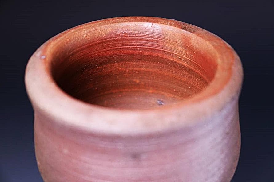 人間国宝　藤原雄　黄胡麻窯変花入 　M270