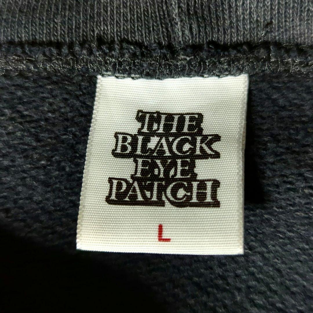 【黒刺繍オールブラック】ブラックアイパッチ　取扱注意　スウェット パーカー　L