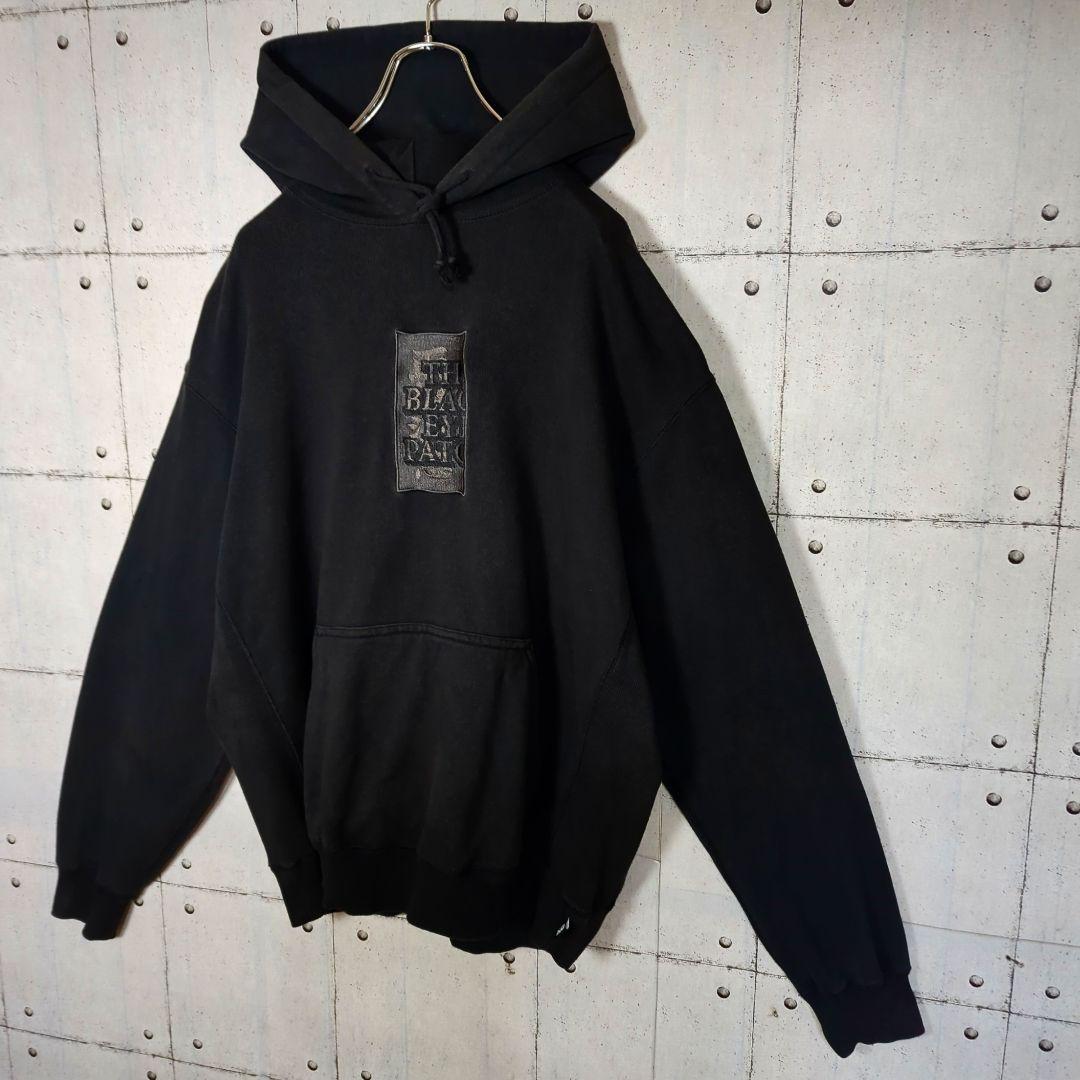 【黒刺繍オールブラック】ブラックアイパッチ　取扱注意　スウェット パーカー　L