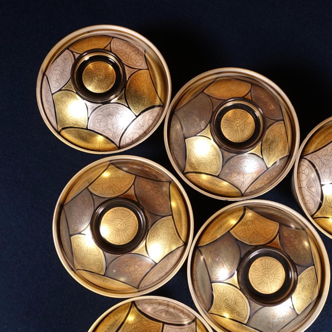 豪華絢爛 京焼 良斎作 金銀彩 蓋碗 蓋茶碗 6客