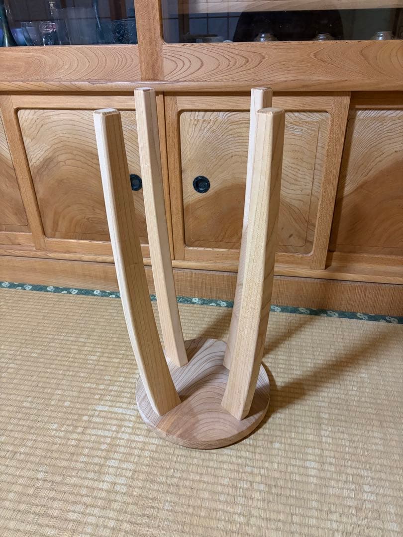1310建具屋一筋58年のおじいちゃんの手作りスツール、イス☆けやき