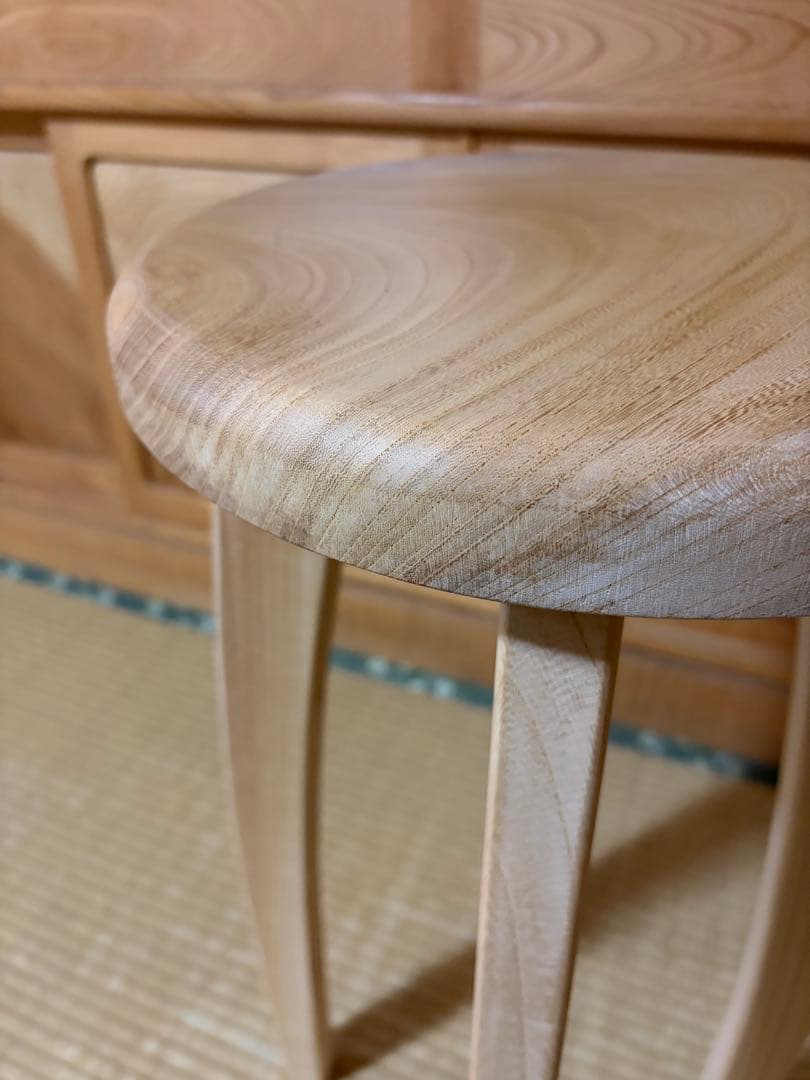 1310建具屋一筋58年のおじいちゃんの手作りスツール、イス☆けやき