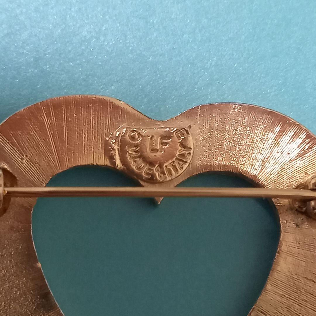 ●良品●　CELINE　セリーヌ　ブローチ　ハート　刻印　ヴィンテージ　ゴールド