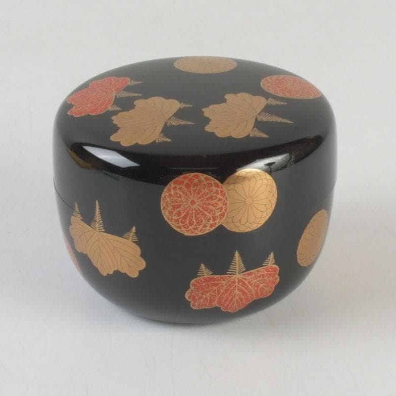 茶道具　漆芸家　難波仁斎作　高台寺蒔絵　平棗　共箱　V　9594