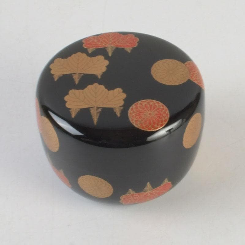 茶道具　漆芸家　難波仁斎作　高台寺蒔絵　平棗　共箱　V　9594