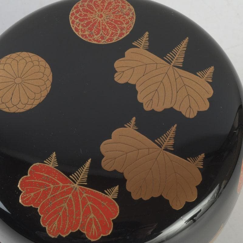 茶道具　漆芸家　難波仁斎作　高台寺蒔絵　平棗　共箱　V　9594