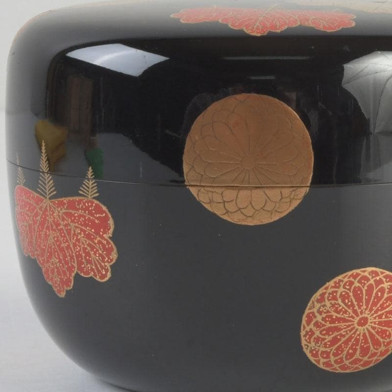 茶道具　漆芸家　難波仁斎作　高台寺蒔絵　平棗　共箱　V　9594