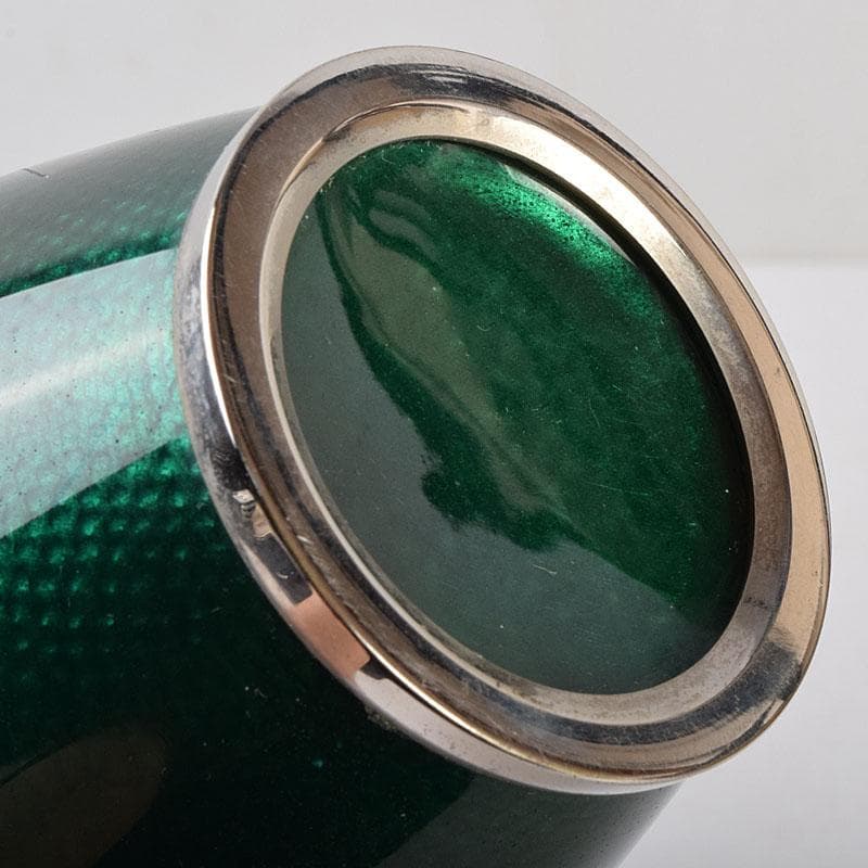 七宝焼　熱化工業　透釉　花鳥文　花瓶　唐木台・箱付　V　R9322