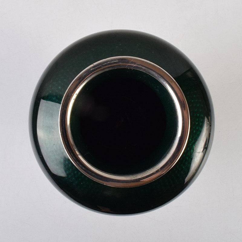 七宝焼　熱化工業　透釉　花鳥文　花瓶　唐木台・箱付　V　R9322