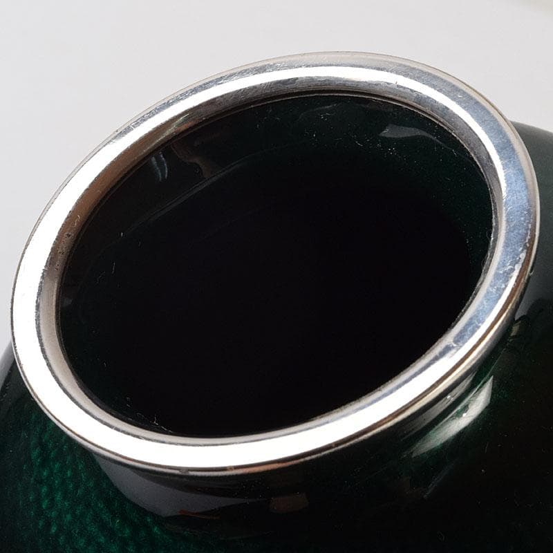 七宝焼　熱化工業　透釉　花鳥文　花瓶　唐木台・箱付　V　R9322