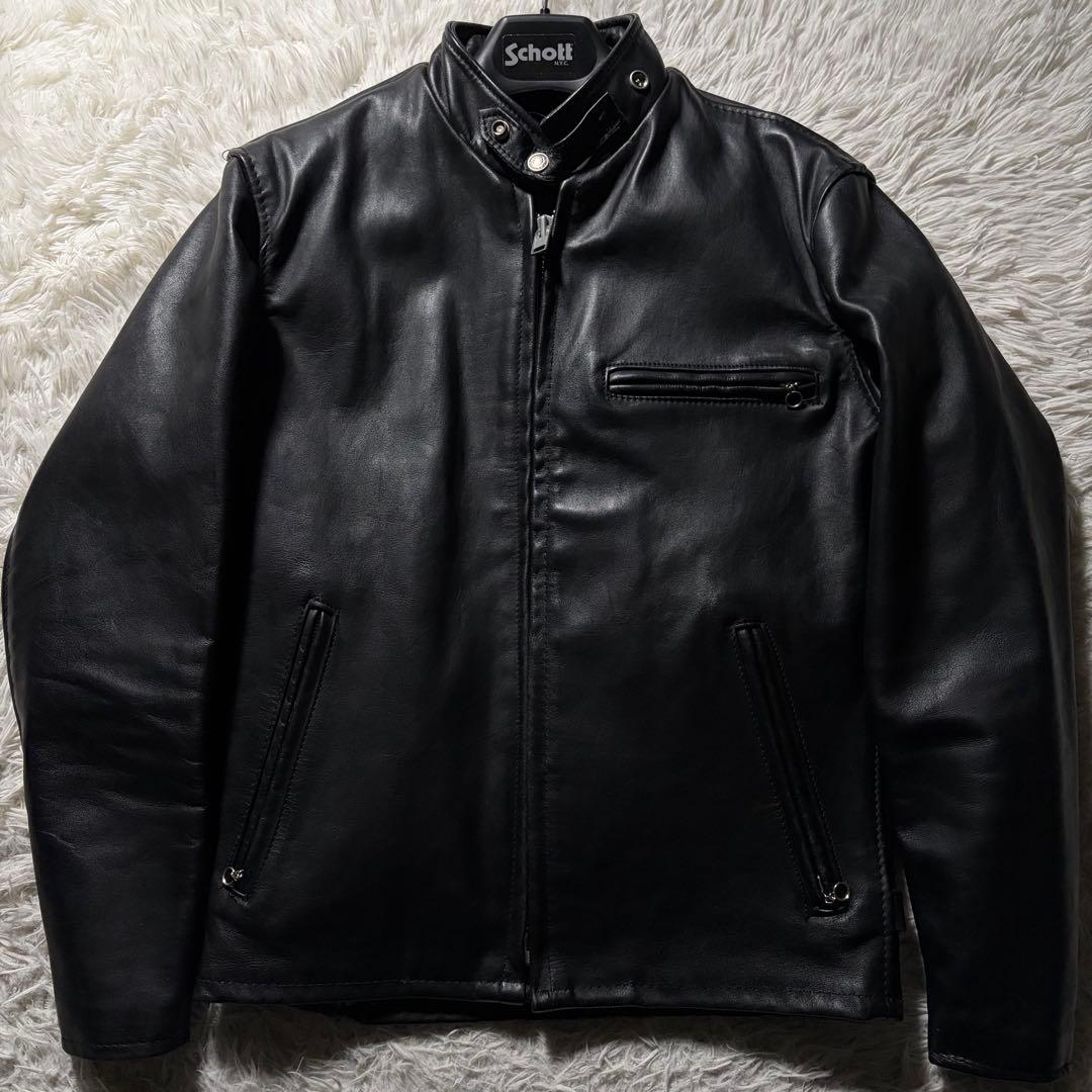 【米国製】schott ライダースジャケット　シングル　641 ブラック　本革