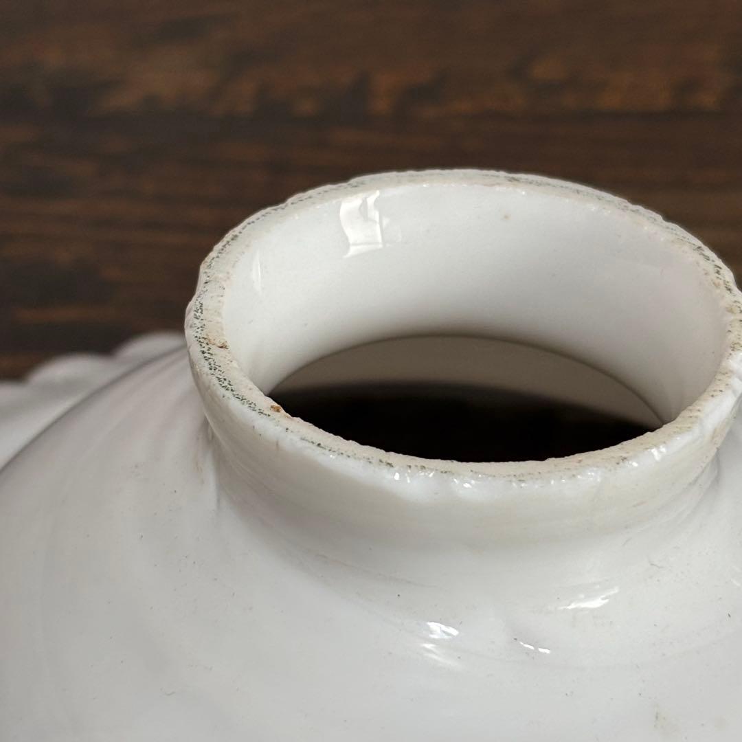 アンティーク電笠　乳白色　青