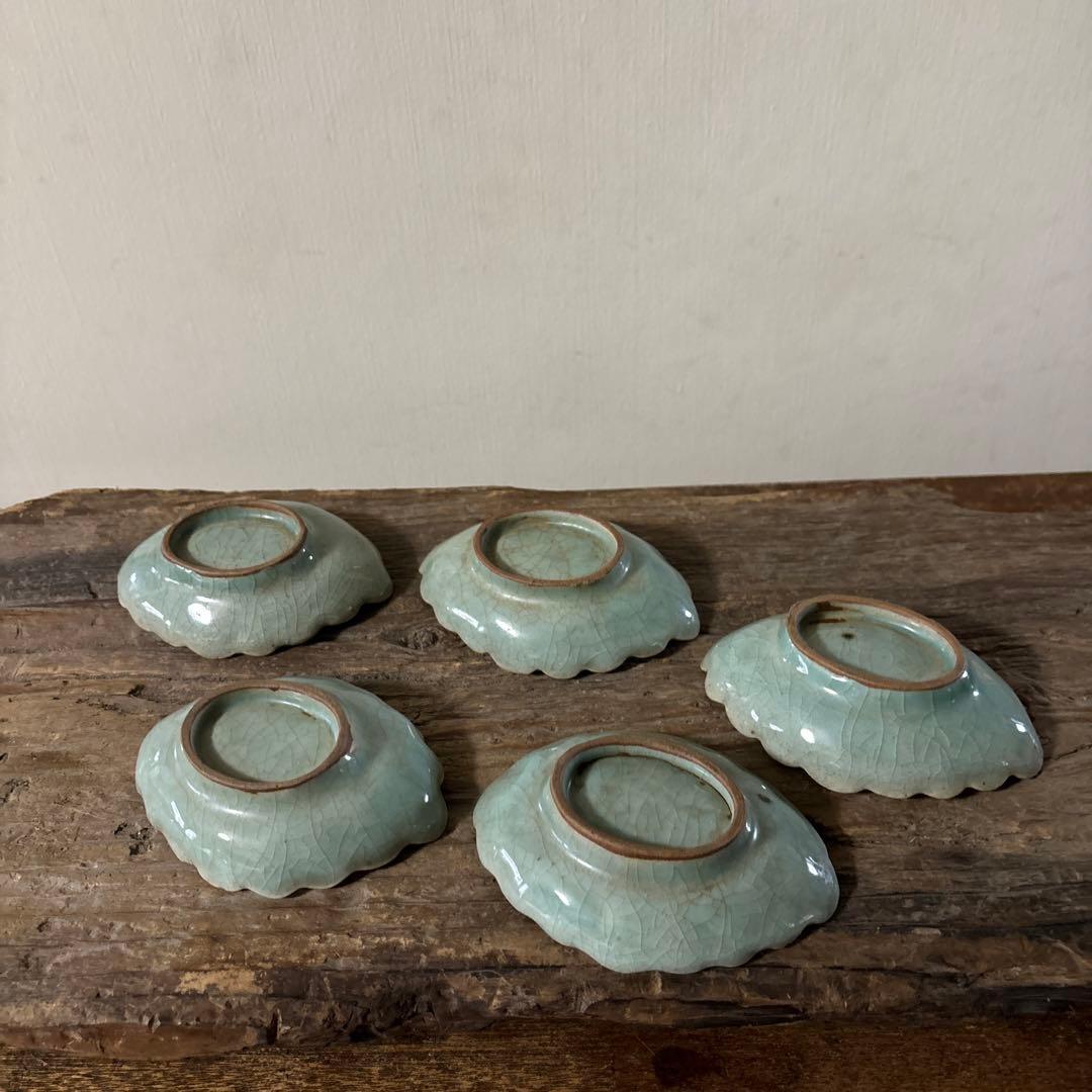古伊万里青磁小皿5枚　三田　波佐見　瀬戸　アンティーク　茶器　検:白洲正子　李朝