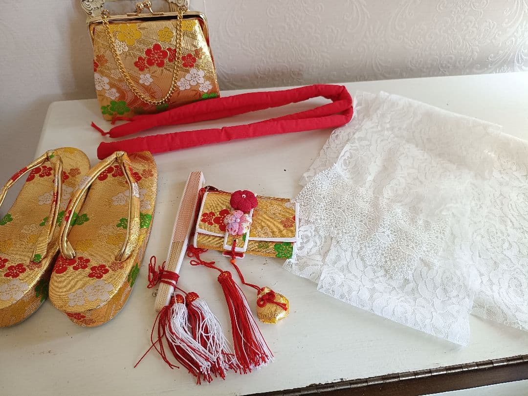 薄紫の着物と金の作り帯☆七五三７歳セット