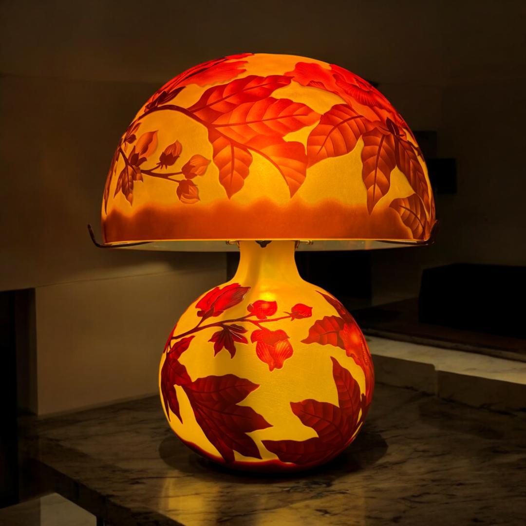 高さ35㎝【希少】【特大】エミールガレ風　レプリカ　ランプ　卓上照明