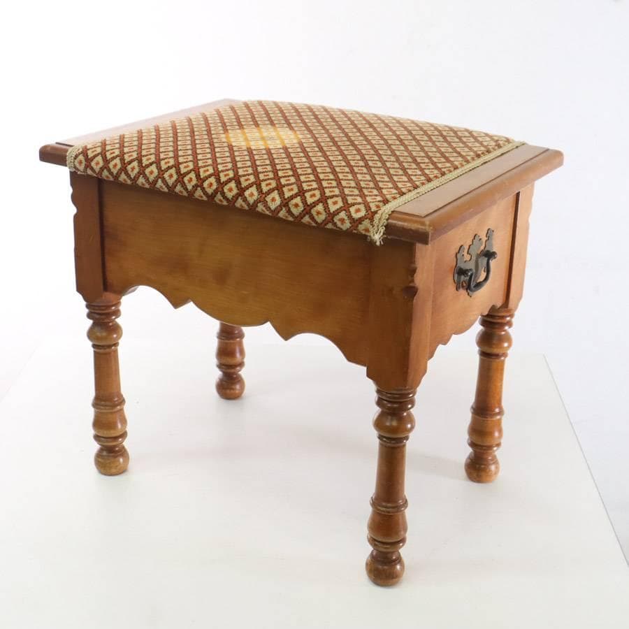 値下げ横浜ダニエル 収納付きスツール 樺材 ドレッサー椅子 英国アンティーク調