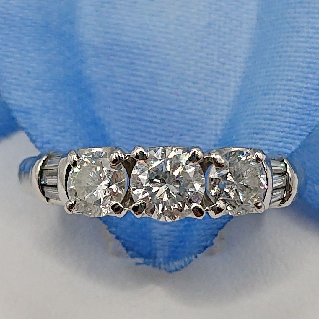 tacoable1カラット3粒天然ダイヤモンドリング テーパー付Pt900