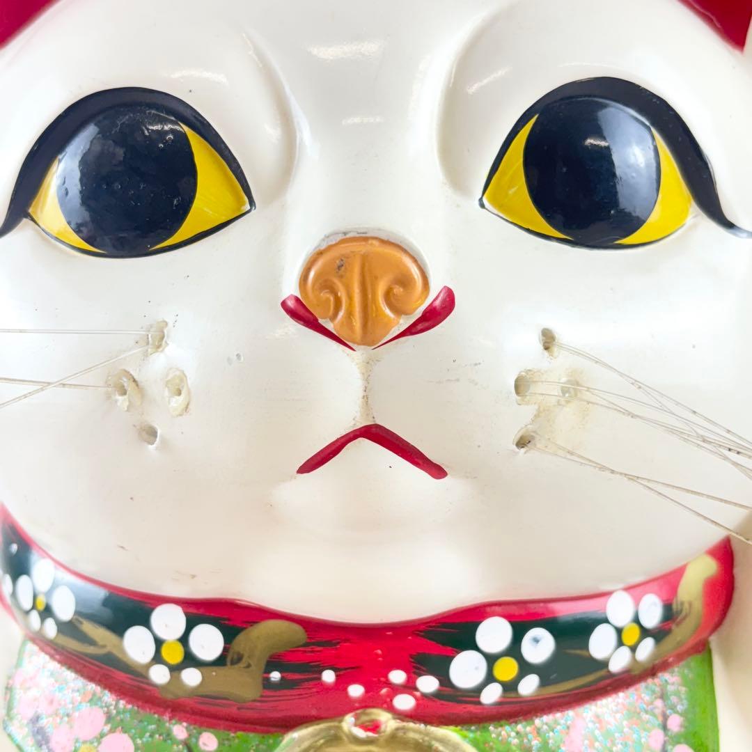 特大 招き猫 42cm 白猫 縁起物 左手上げ 商売繫盛 千客万来