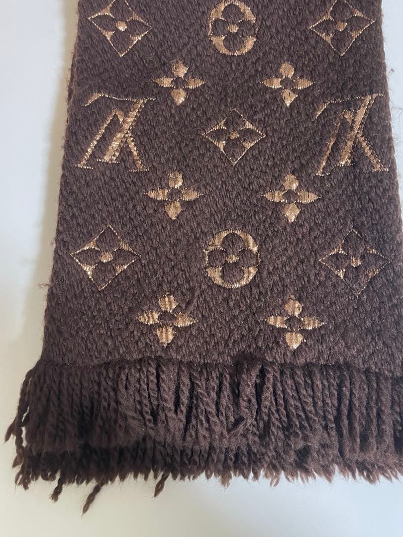 ルイヴィトン　LV LOUIS VUITTON モノグラム　マフラー　ブラウン