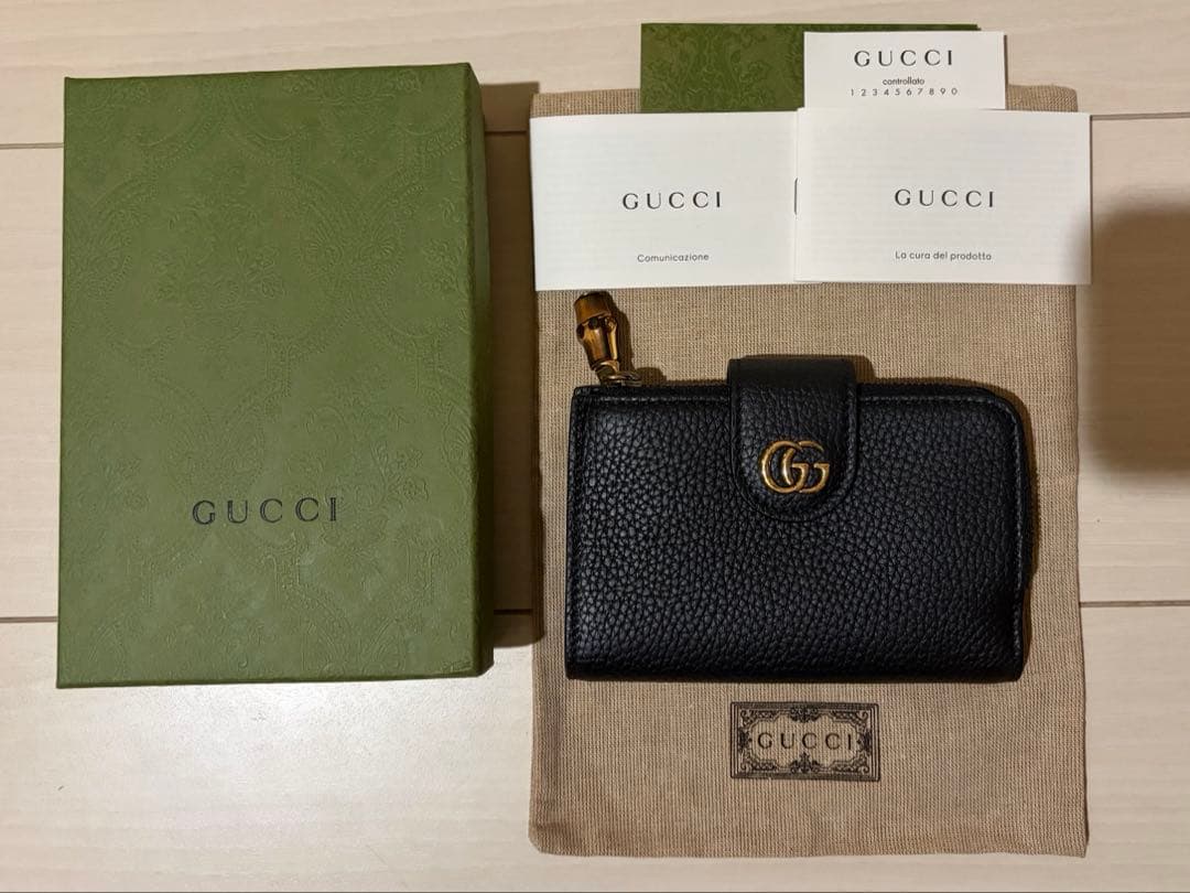 GUCCI バンブー付き ダブルG ミディアム ウォレット