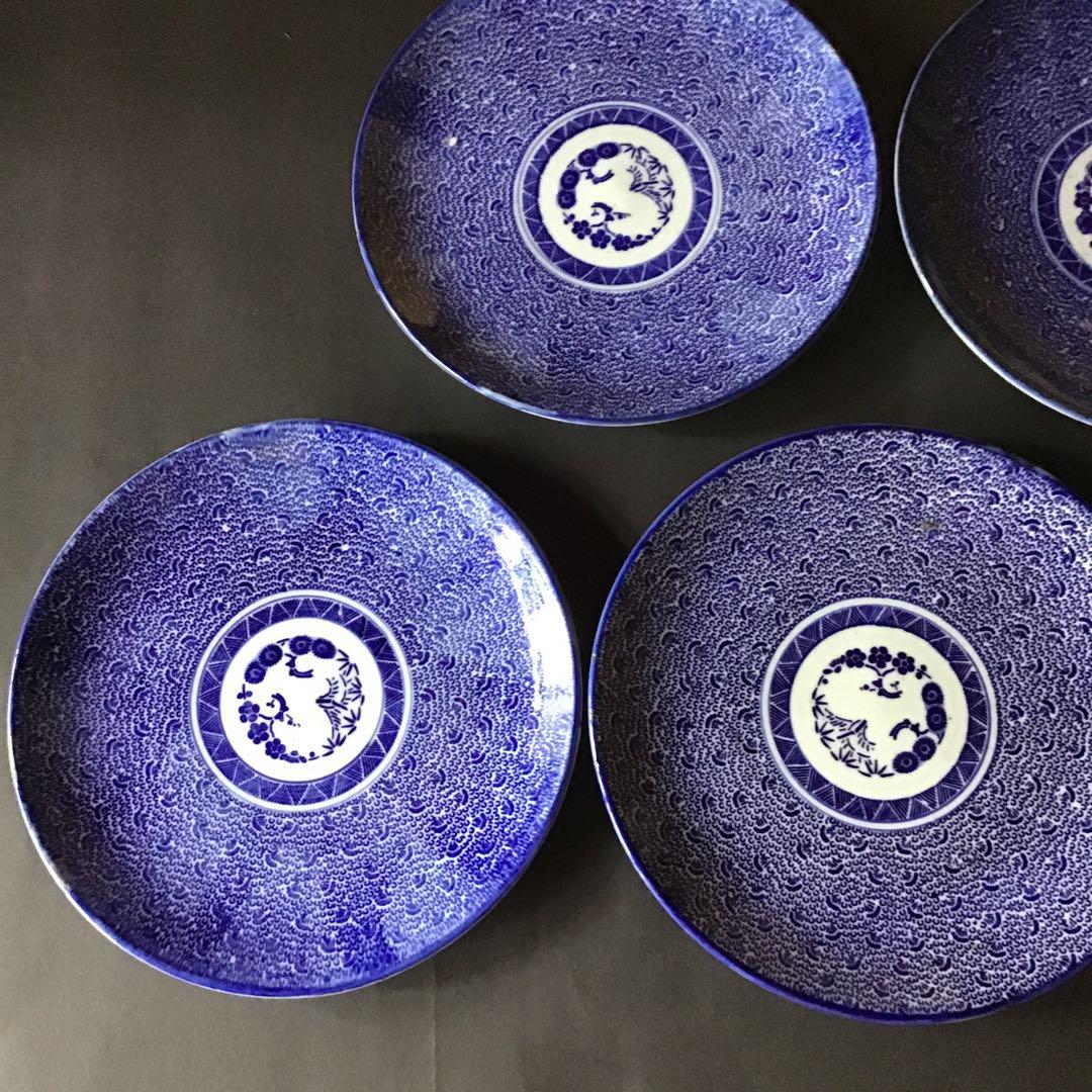 印番手7寸皿　5枚　明治期