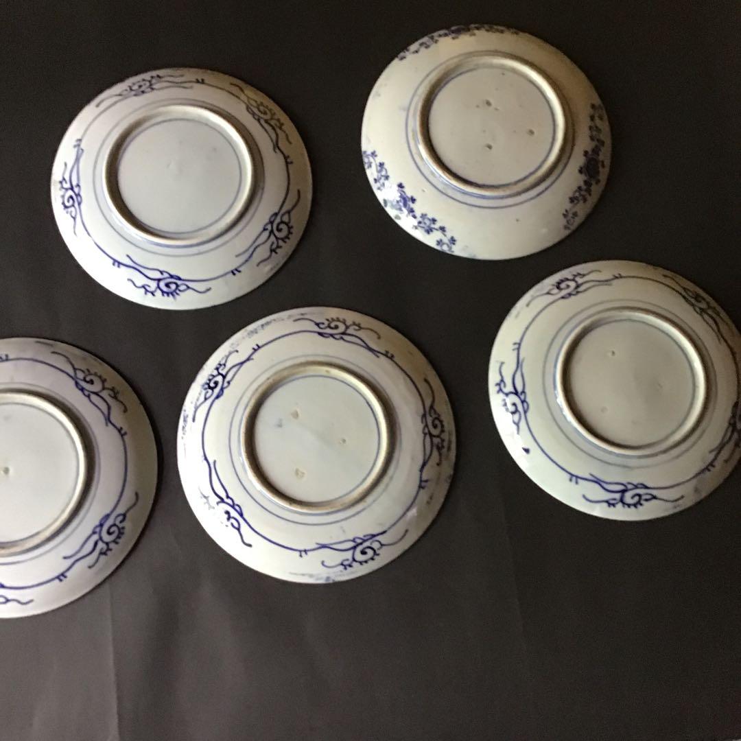 印番手7寸皿　5枚　明治期