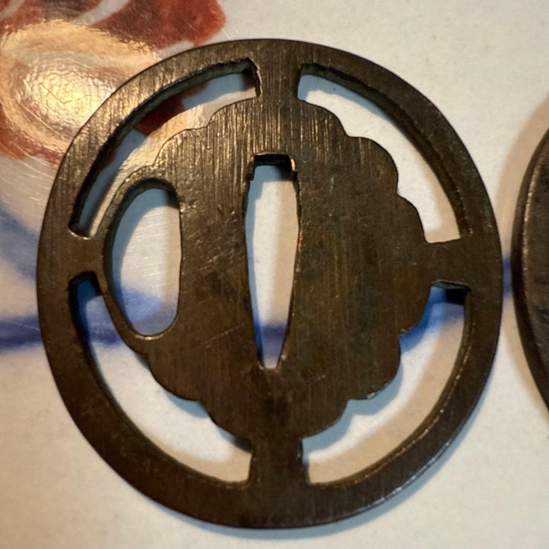 江戸時代　鍔 風景　空山海模様2個セット　「あき3」