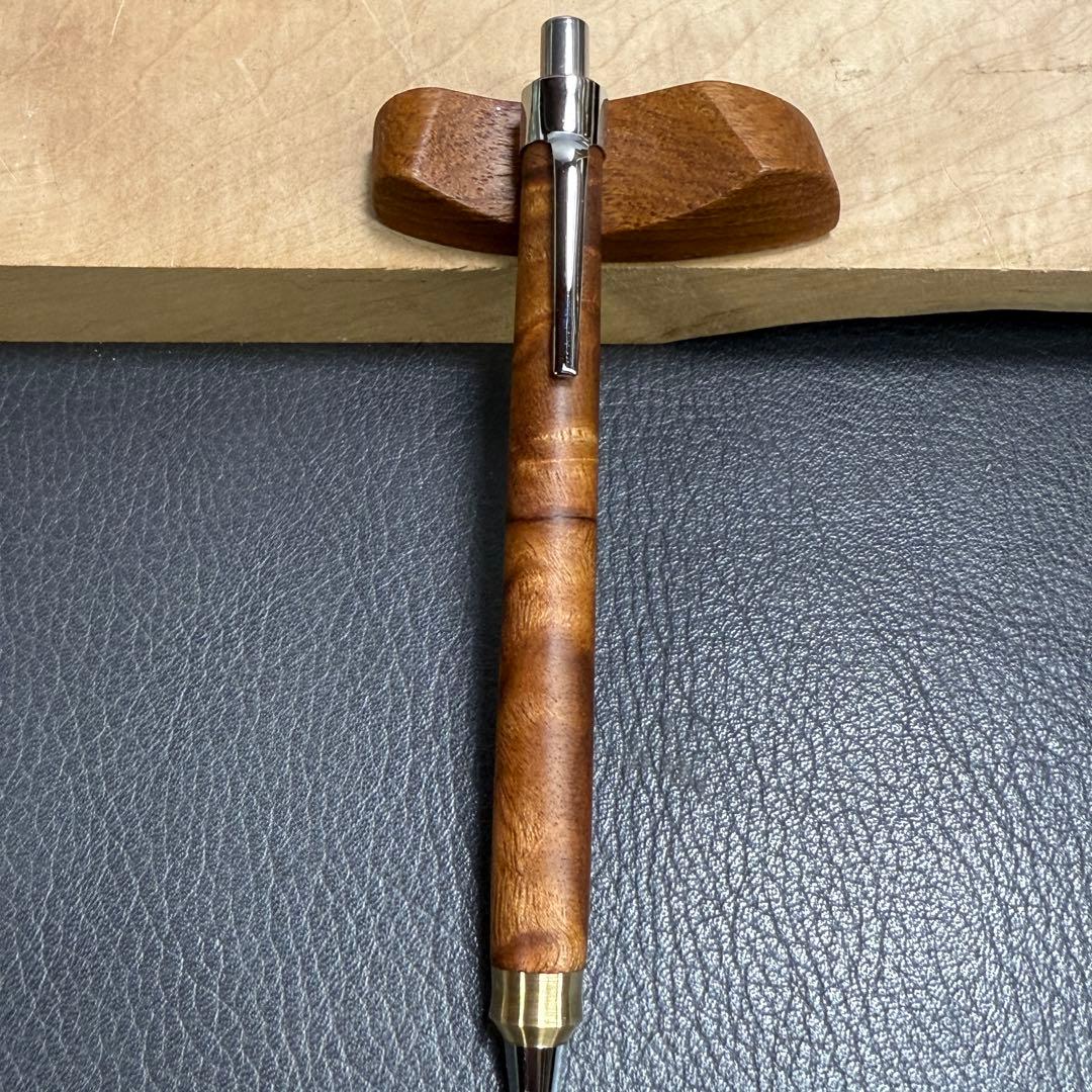 195台湾樟変わり杢　木製シャーペン　強低重心ダブルR 真鍮