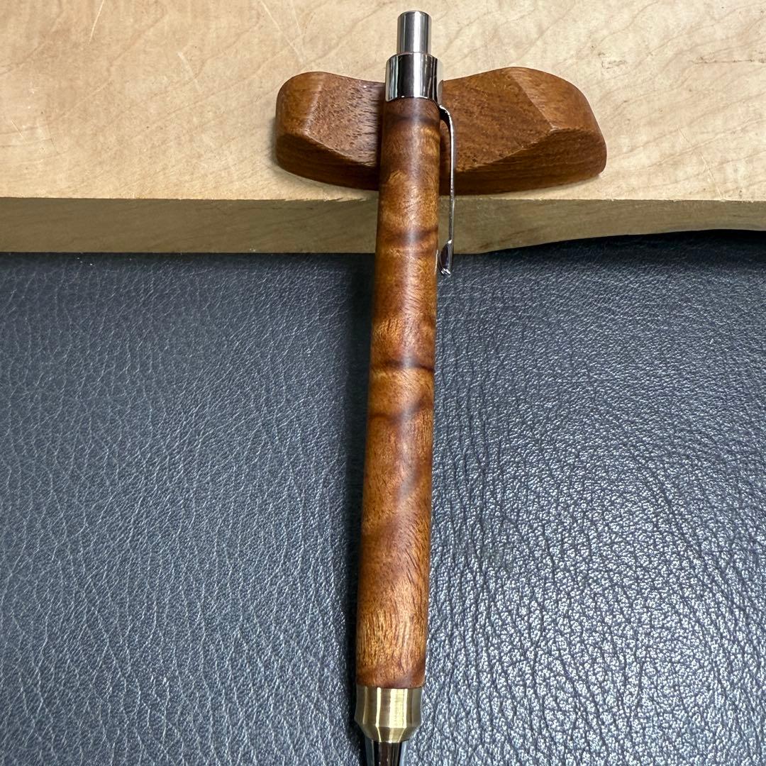 195台湾樟変わり杢　木製シャーペン　強低重心ダブルR 真鍮