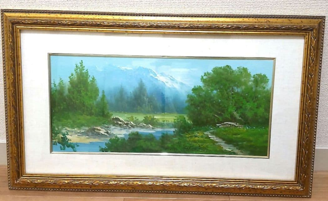 油彩　風景画　ガラスあり額縁