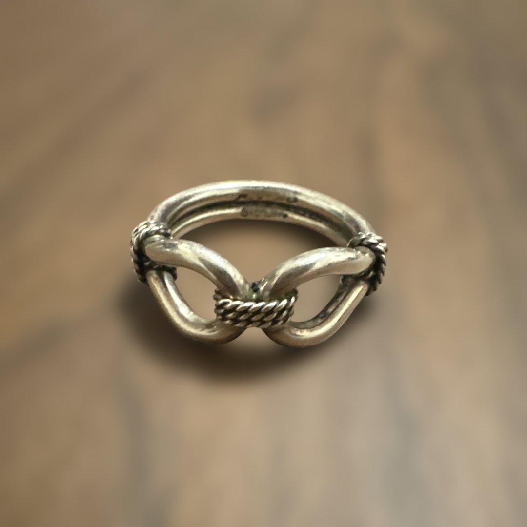 スターリングシルバー リンクデザインリング　インディアンジュエリー　18号