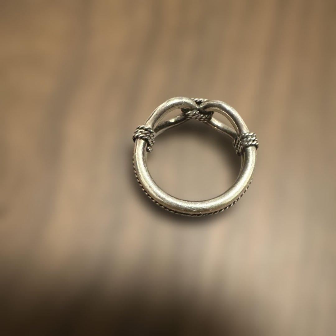 スターリングシルバー リンクデザインリング　インディアンジュエリー　18号