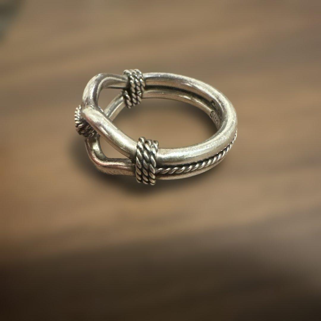 スターリングシルバー リンクデザインリング　インディアンジュエリー　18号