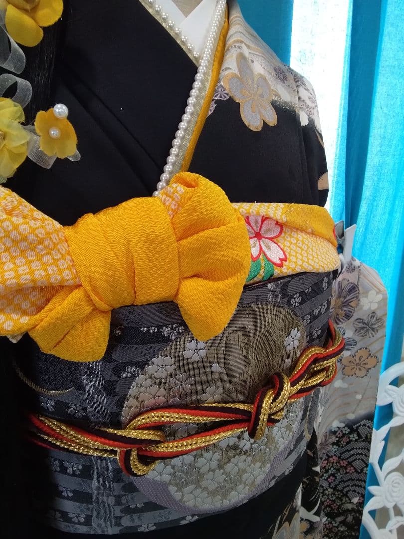 振袖フルセット、正絹振袖成人式、重ね衿帯揚げ帯締め、西陣袋帯、襦袢