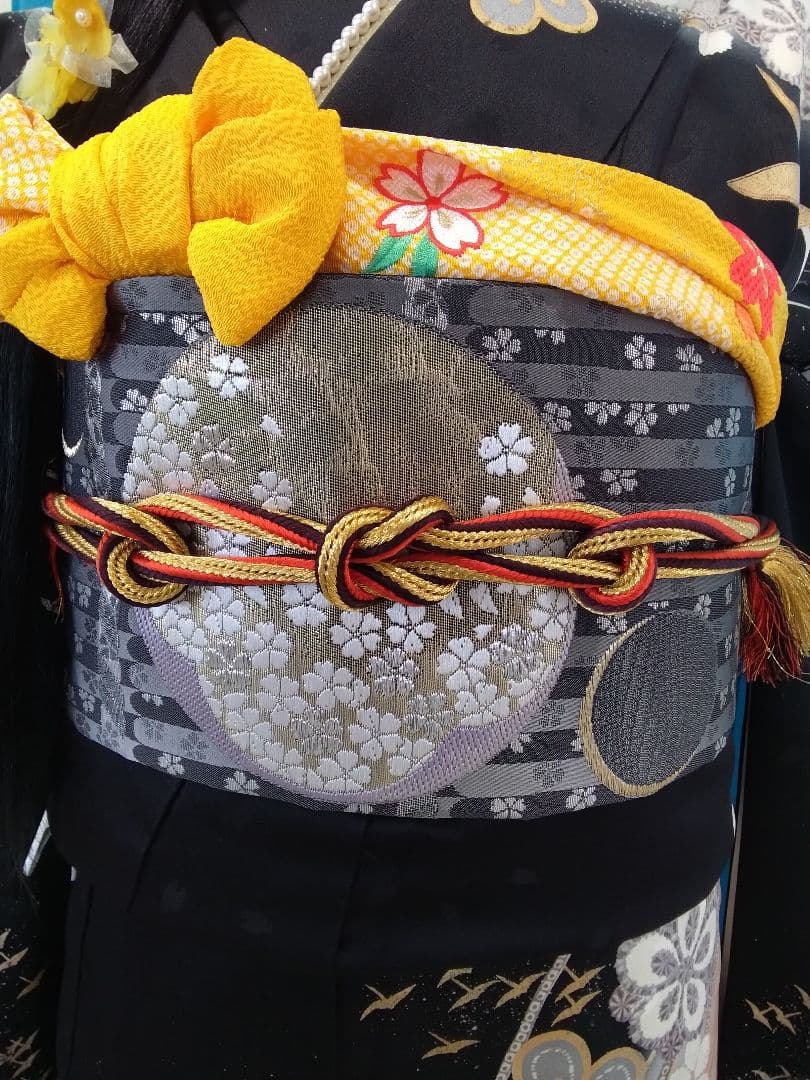 振袖フルセット、正絹振袖成人式、重ね衿帯揚げ帯締め、西陣袋帯、襦袢