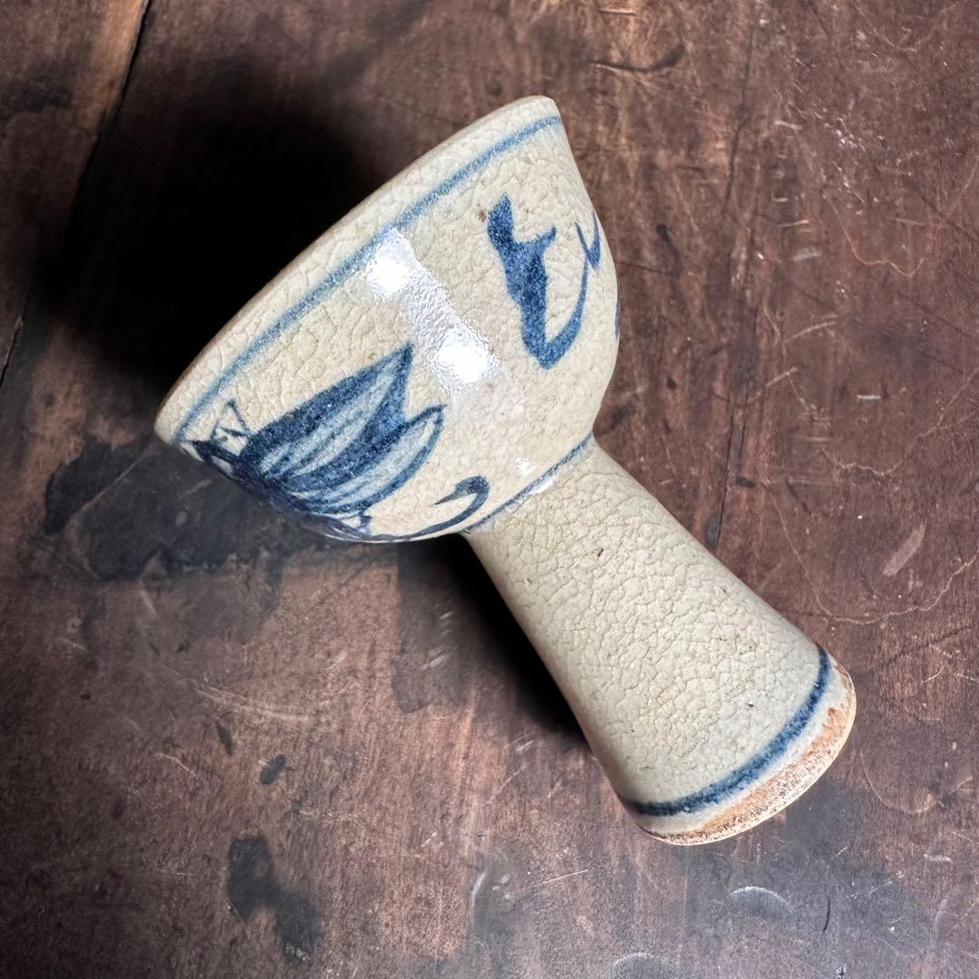 【希少】　青木木米　高足盃　珍品　古箱付き　江戸時代　盃　九谷焼　古伊万里