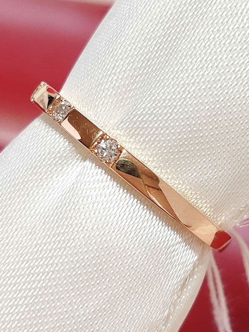 新入荷 未使用品 k18PG 天然ダイヤモンド 0.10ct リング