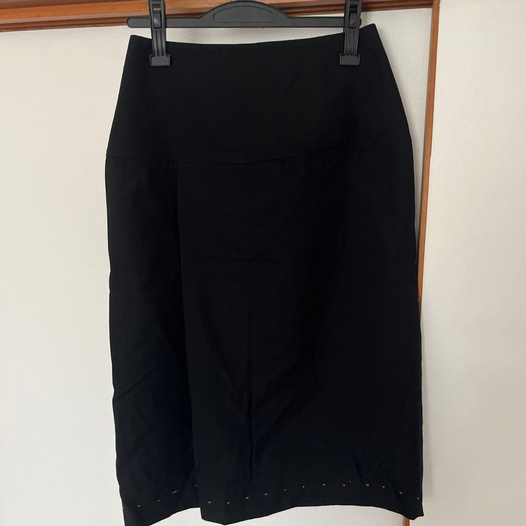 ヨウジヤマモト黒 タイトスカート ステッチ入り