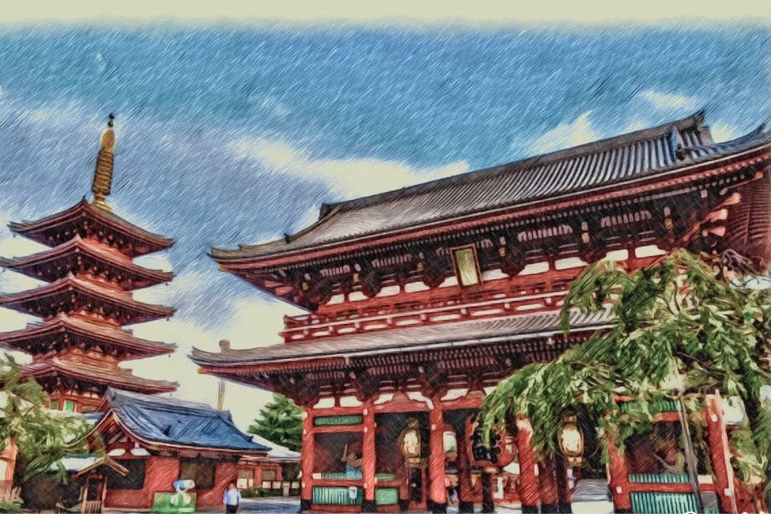 アニメ聖地巡礼絵画①鬼滅の刃　額縁25㎝×34㎝　背景原画　作家直筆サイン