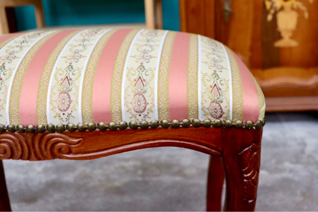 GMIK184○イタリア製 スツール チェア 椅子 猫脚 腰掛け ピンク スト