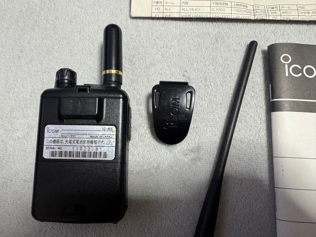 ICOM IC-R6 受信機 SRH805Sアンテナ付き
