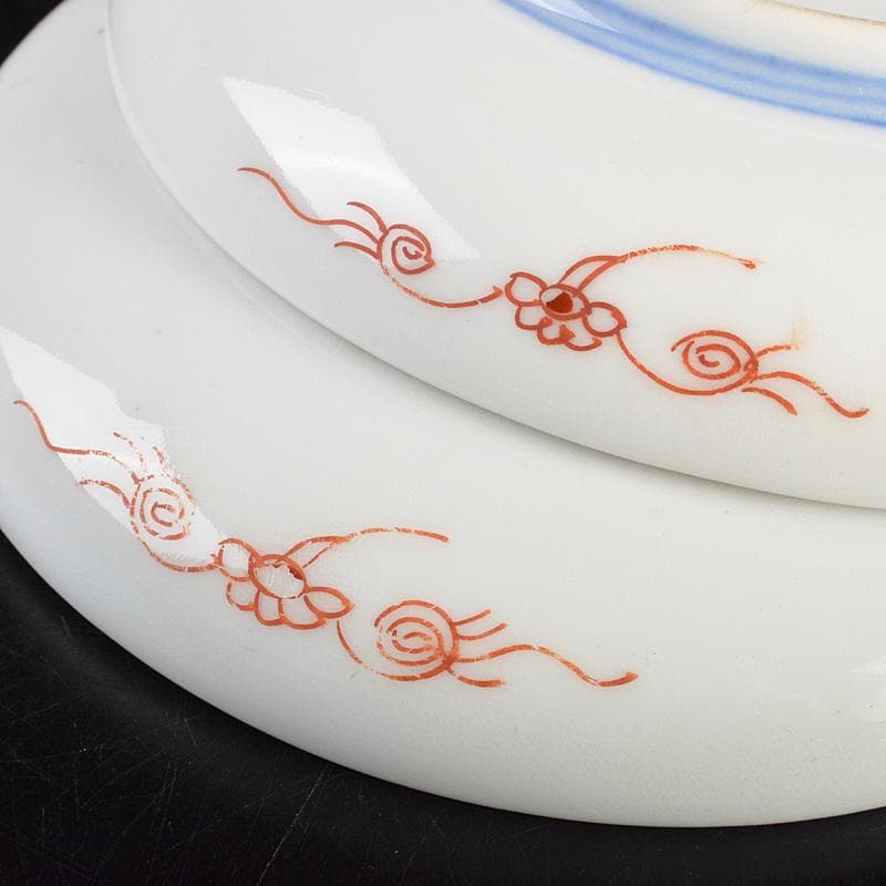 瀬戸焼　古瀬戸　染付桃釉　金魚文　手塩皿　十客　C　R7355