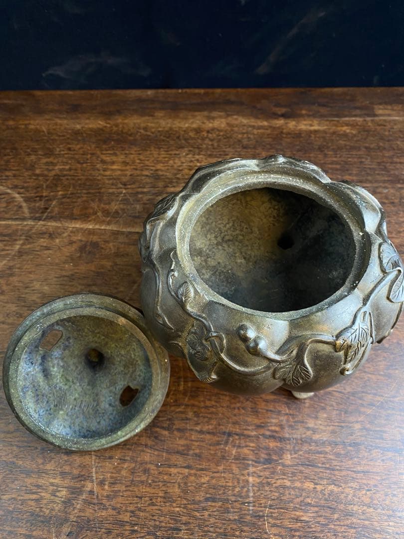 カボチャ型　銅香炉