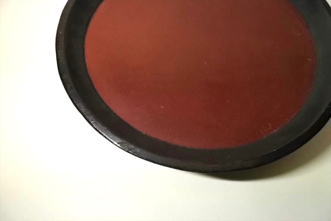 明治時代　時代盆　台　朱塗　骨董品　アンティーク