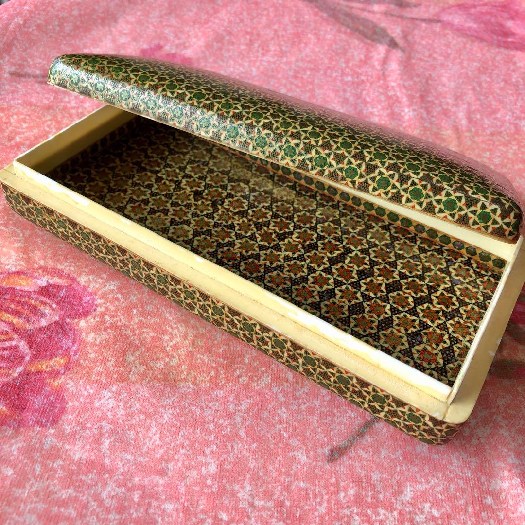 ③ ペルシャ 伝統工芸 ハータム カーリー 寄木細工 象嵌 ボックス 小物入れ