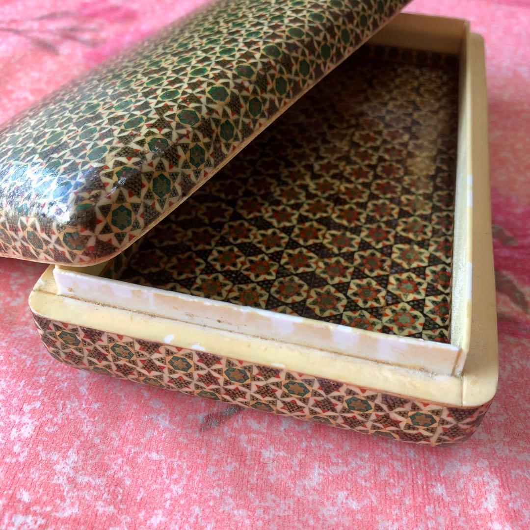 ③ ペルシャ 伝統工芸 ハータム カーリー 寄木細工 象嵌 ボックス 小物入れ