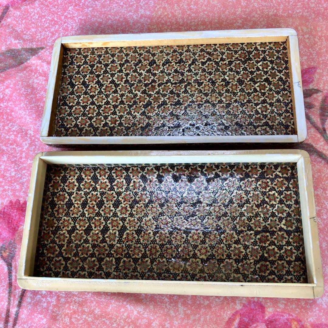 ③ ペルシャ 伝統工芸 ハータム カーリー 寄木細工 象嵌 ボックス 小物入れ