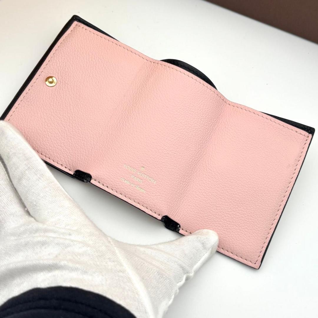 ルイヴィトン ポルトフォイユ ロックミニ コンパクト 財布 黒 ピンク 三つ折り